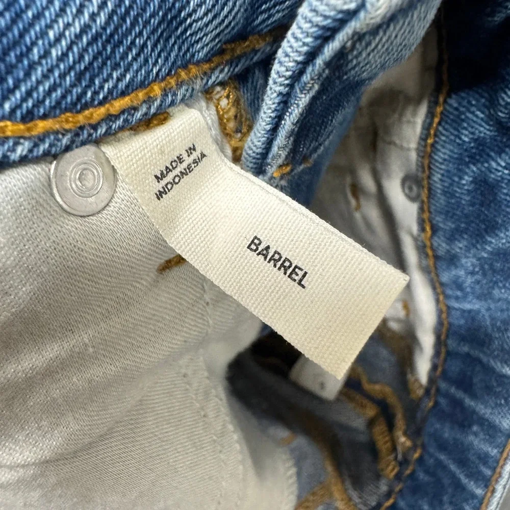 Rivete Barrel Jeans Womens 27 Petite 27P (29x25) Blue High Rise Denim Boho Crop